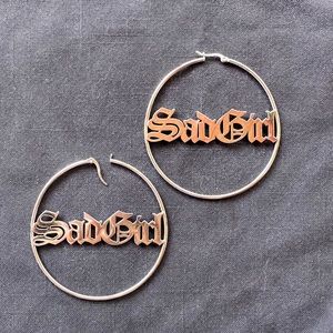 Large Sad Girl hoop earrings